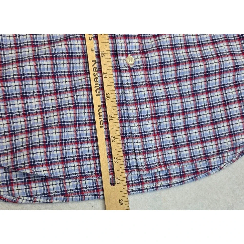 Ralph Lauren XL Tall 18 20 Red White Blue Plaid Long Sleeve Button Up Shirt